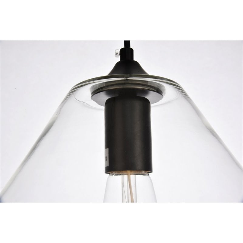 Living District Placido 1-Light Transitional Metal Pendant in Black and Clear