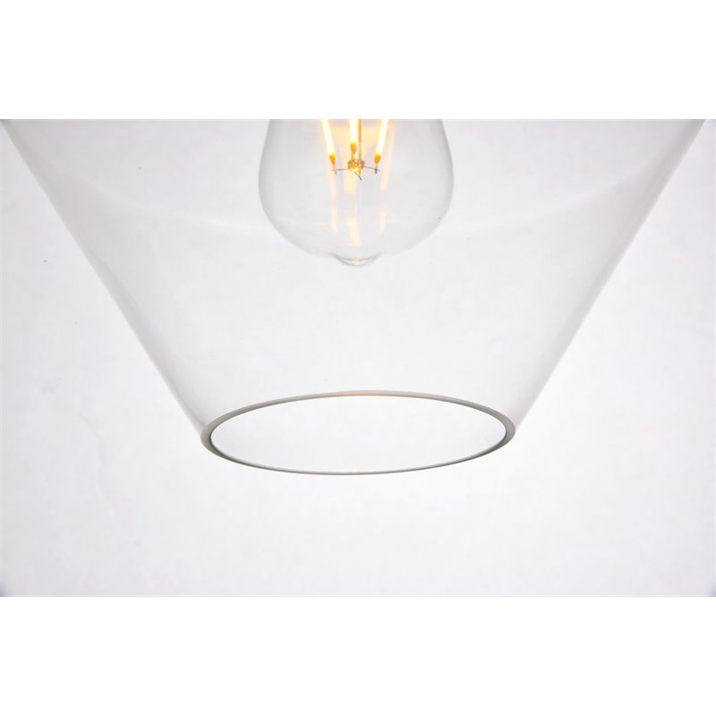 Living District Placido 1-Light Transitional Metal Pendant in Black and Clear