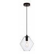 Living District Placido 1-Light Transitional Metal Pendant in Black and Clear