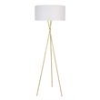Living District Cason 1-Light Mid-Century Metal Floor Lamp in Brass and White