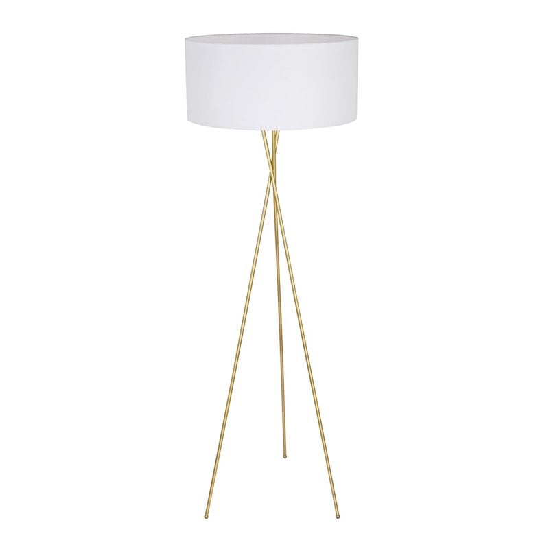 Living District Cason 1-Light Mid-Century Metal Floor Lamp in Brass and White
