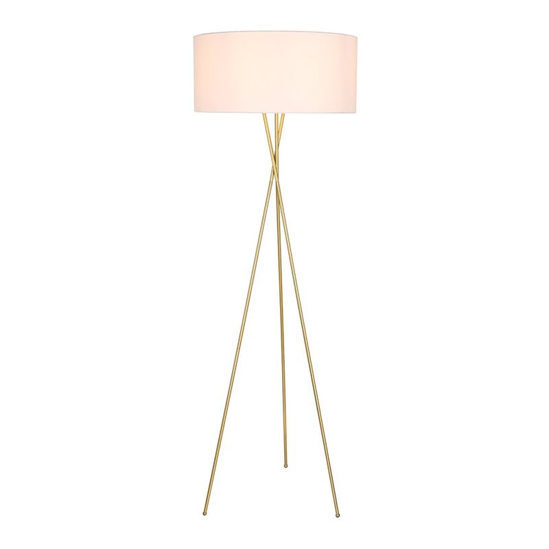 Living District Cason 1-Light Mid-Century Metal Floor Lamp in Brass and White