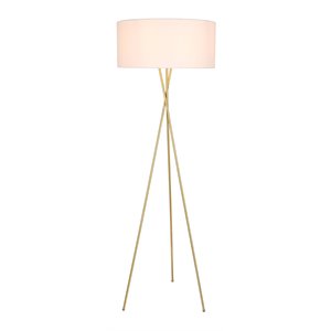 Living District Cason 1-Light Mid-Century Metal Floor Lamp in Brass and White