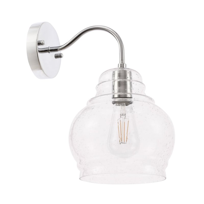 Living District Pierce 1-Light Metal & Glass Wall Sconce in Chrome/Clear