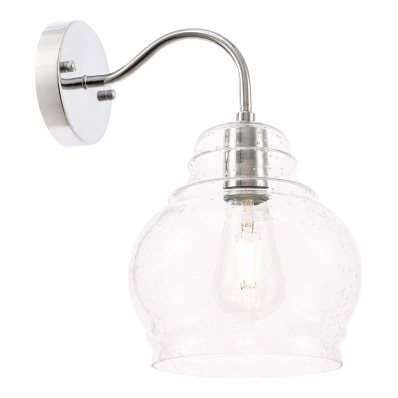 Living District Pierce 1-Light Metal & Glass Wall Sconce in Chrome/Clear