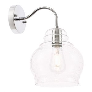 Living District Pierce 1-Light Metal & Glass Wall Sconce in Chrome/Clear