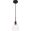 Living District Pierce 1-Light Mid-Century Metal Pendant in Black and Clear