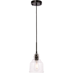 Living District Pierce 1-Light Mid-Century Metal Pendant in Black and Clear