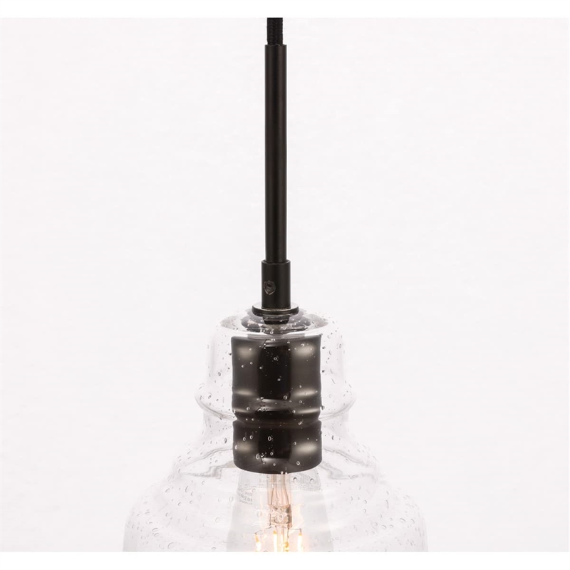 Living District Pierce 1-Light Mid-Century Metal Pendant in Black and Clear