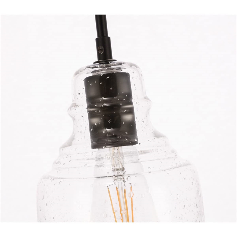 Living District Pierce 1-Light Mid-Century Metal Pendant in Black and Clear