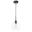 Living District Pierce 1-Light Mid-Century Metal Pendant in Black and Clear