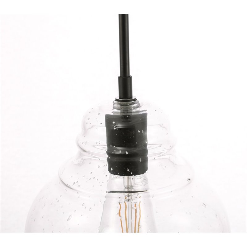 Living District Pierce 1-Light Mid-Century Metal Pendant in Black and Clear