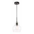 Living District Pierce 1-Light Mid-Century Metal Pendant in Black and Clear