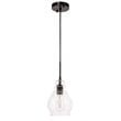 Living District Pierce 1-Light Mid-Century Metal Pendant in Black and Clear