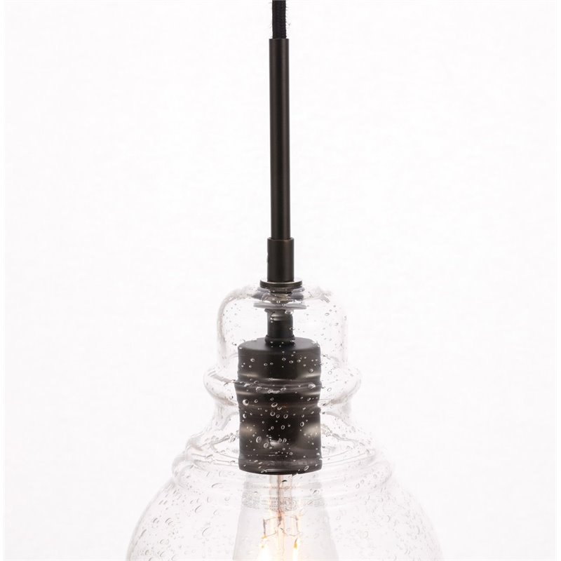 Living District Pierce 1-Light Mid-Century Metal Pendant in Black and Clear