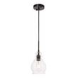 Living District Pierce 1-Light Mid-Century Metal Pendant in Black and Clear