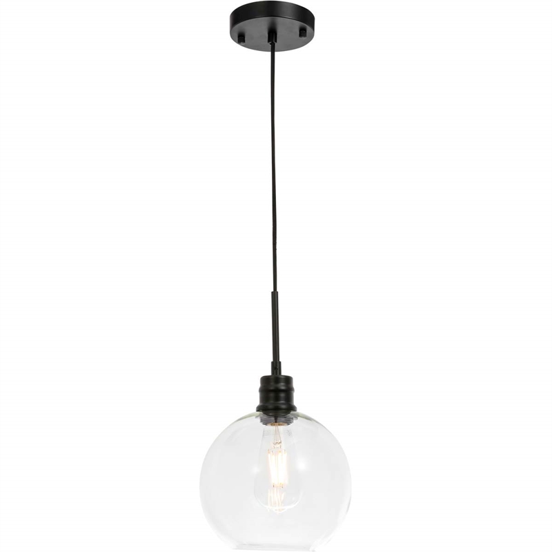 Living District Emett 1-Light Metal Pendant in Black and Clear Glass