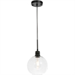 Living District Emett 1-Light Metal Pendant in Black and Clear Glass