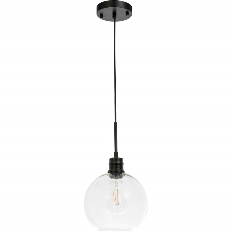 Living District Emett 1-Light Metal Pendant in Black and Clear Glass
