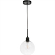 Living District Emett 1-Light Metal Pendant in Black and Clear Glass