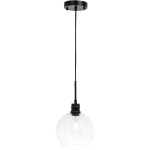 Living District Emett 1-Light Metal Pendant in Black and Clear Glass