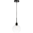 Living District Emett 1-Light Metal Pendant in Black and Clear Glass