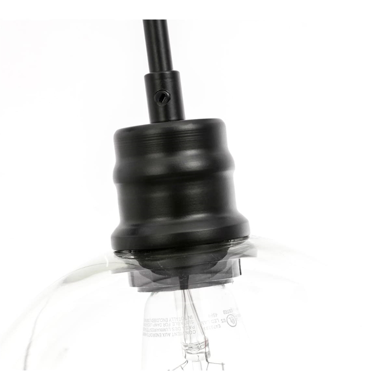 Living District Emett 1-Light Metal Pendant in Black and Clear Glass