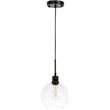 Living District Emett 1-Light Metal Pendant in Black and Clear Glass