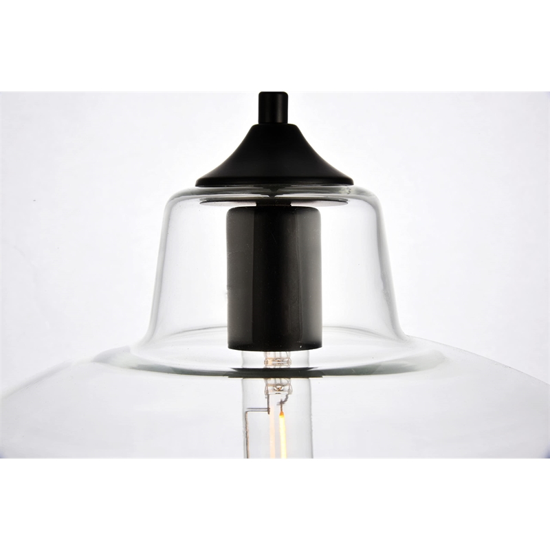 Living District Placido 1-Light Transitional Metal Pendant in Clear/Black