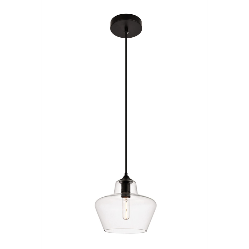 Living District Placido 1-Light Transitional Metal Pendant in Clear/Black
