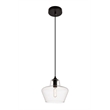 Living District Placido 1-Light Transitional Metal Pendant in Clear/Black