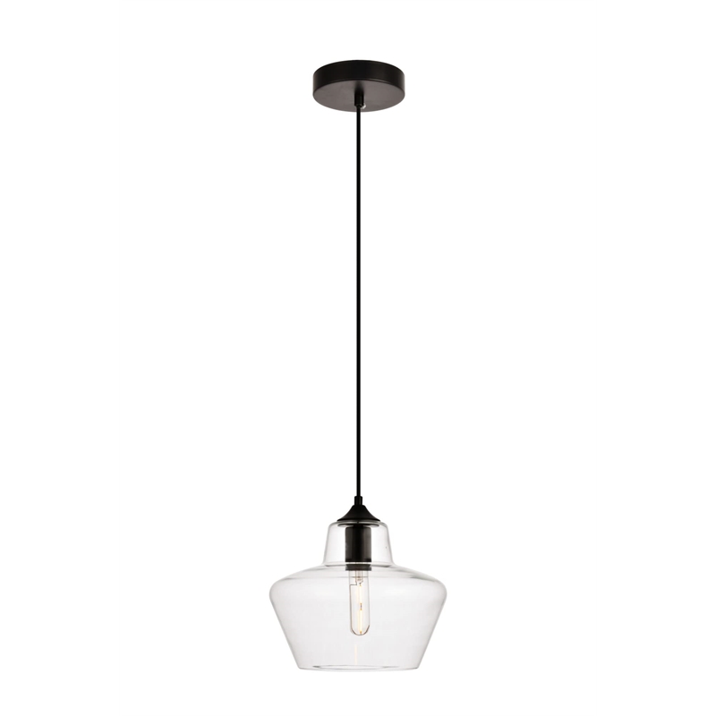 Living District Placido 1-Light Transitional Metal Pendant in Clear/Black