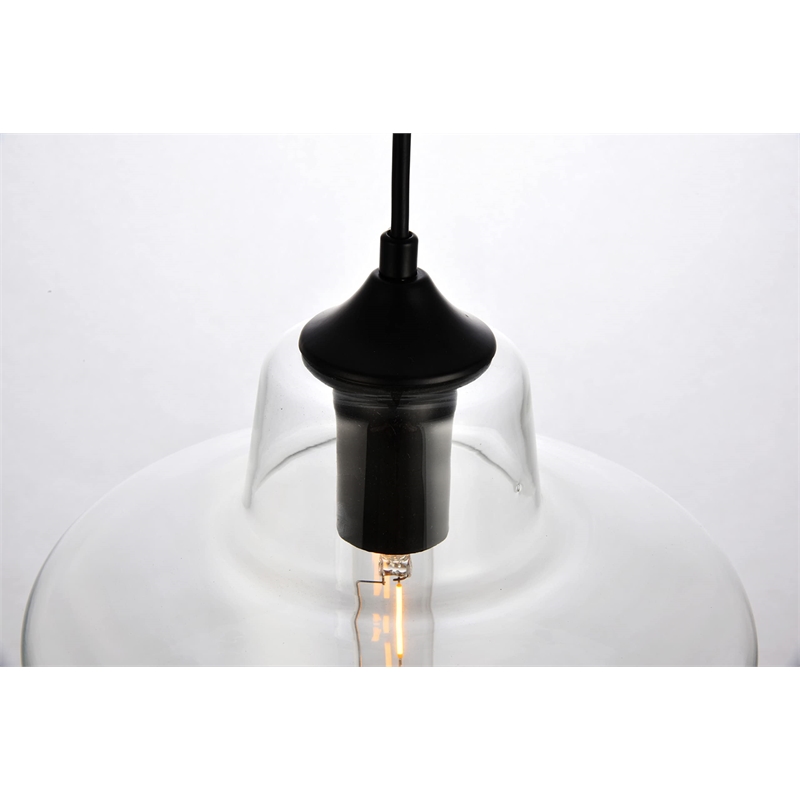 Living District Placido 1-Light Transitional Metal Pendant in Clear/Black