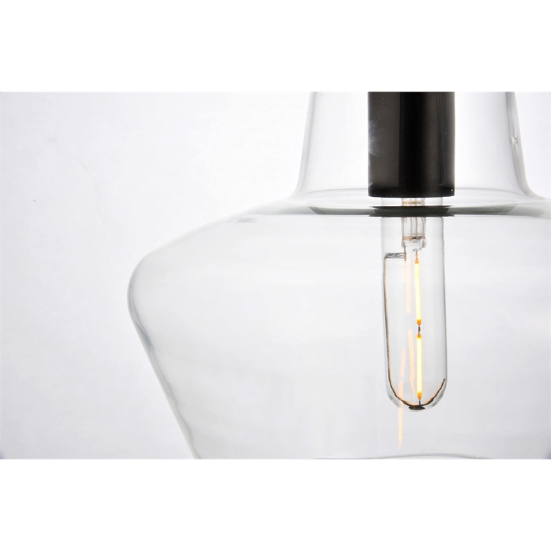 Living District Placido 1-Light Transitional Metal Pendant in Clear/Black