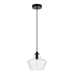 living district placido 1-light transitional metal pendant in clear/black