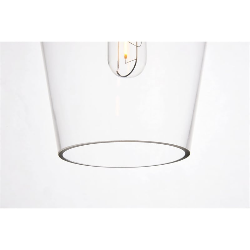 Living District Placido 1-Light Transitional Metal Pendant in Black and Clear