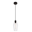 Living District Placido 1-Light Transitional Metal Pendant in Black and Clear