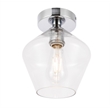 Living District Gene 1-Light Metal & Glass Flush Mount in Chrome/Clear Glass