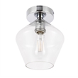 Living District Gene 1-Light Metal & Glass Flush Mount in Chrome/Clear Glass