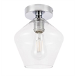 Living District Gene 1-Light Metal & Glass Flush Mount in Chrome/Clear Glass