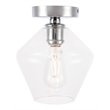 Living District Gene 1-Light Metal & Glass Flush Mount in Chrome/Clear Glass