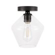 Living District Gene 1-Light Metal & Glass Flush Mount in Black/Clear