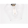 Living District Gene 1-Light Metal & Glass Flush Mount in Black/Clear
