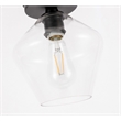 Living District Gene 1-Light Metal & Glass Flush Mount in Black/Clear