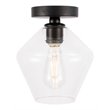 Living District Gene 1-Light Metal & Glass Flush Mount in Black/Clear