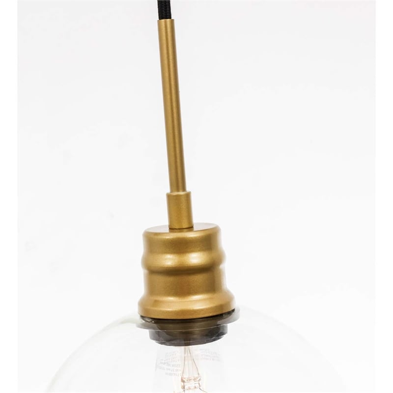 Living District Emett 1-Light Metal Pendant in Brass and Clear Glass Finish