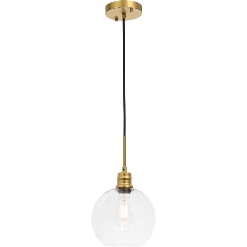 Living District Emett 1-Light Metal Pendant in Brass and Clear Glass Finish