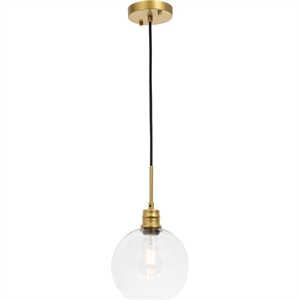 Living District Emett 1-Light Metal Pendant in Brass and Clear Glass Finish