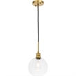 Living District Emett 1-Light Metal Pendant in Brass and Clear Glass Finish