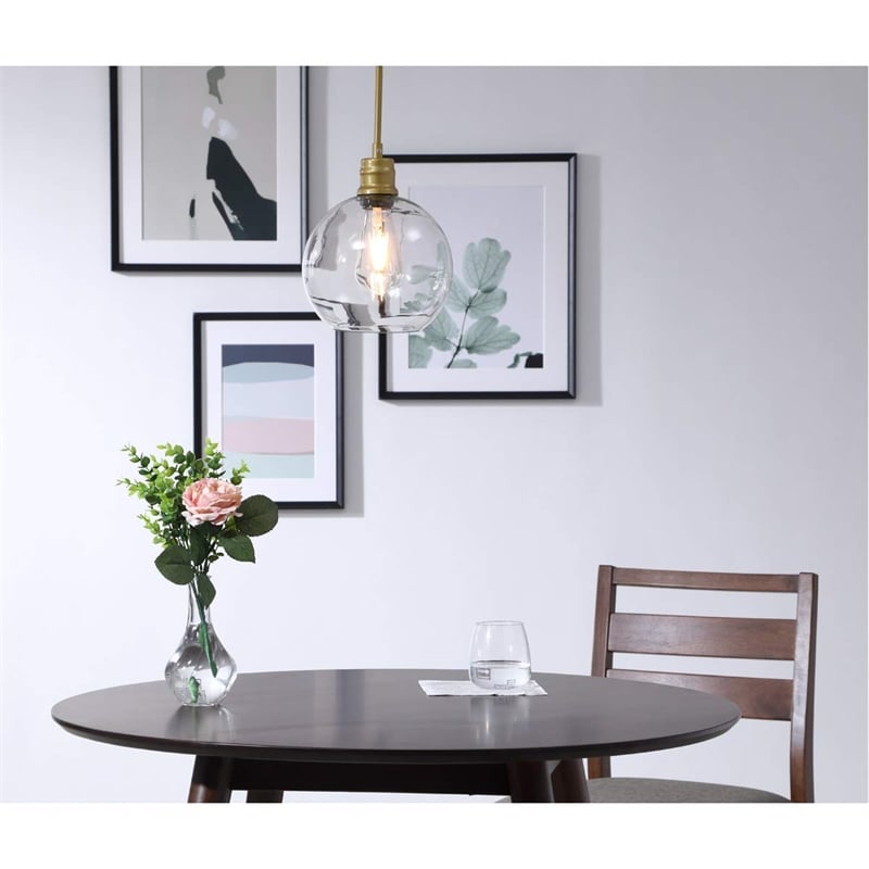 Living District Emett 1-Light Metal Pendant in Brass and Clear Glass Finish